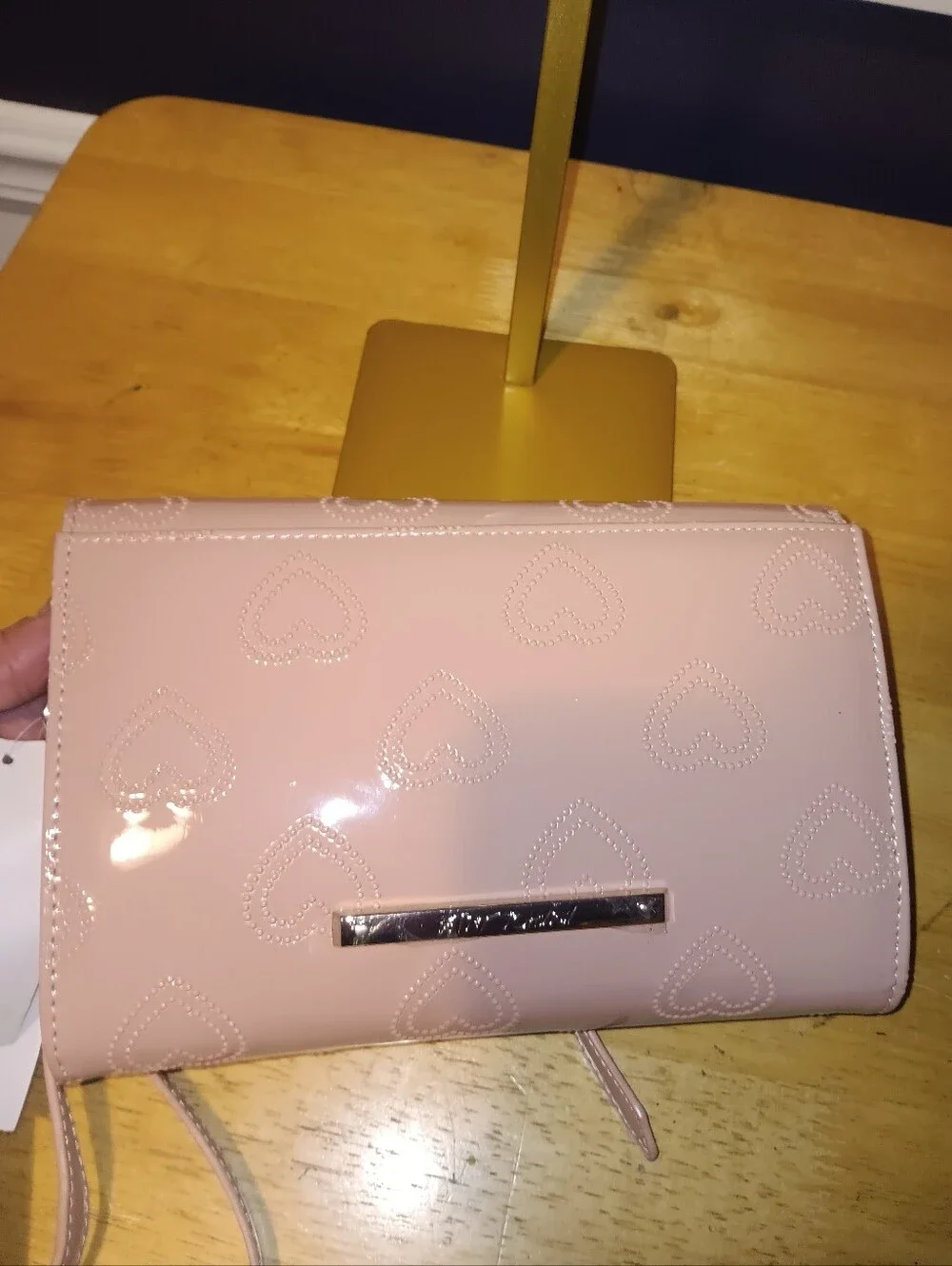 Betsey Johnson Pink Patent Leather Crossbody Bag with Bow